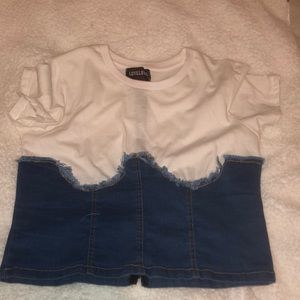 White and Jean corset shirt
